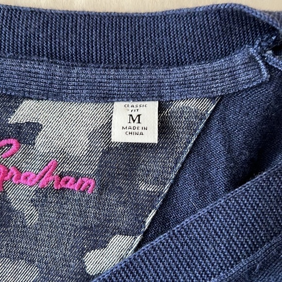 𝅺robert Graham l Wool/Silk Blend Blue Long Sleeve Cardigan - Picture 5 of 7